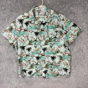 Oliver & Burke Shirt Mens 2XL Flamingo Hawaiian Tropical Beach Summer Casual